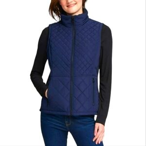 Andrew Marc Quilted Insulated Vest Jacket Full Zip Front Collar Soft Knit Side